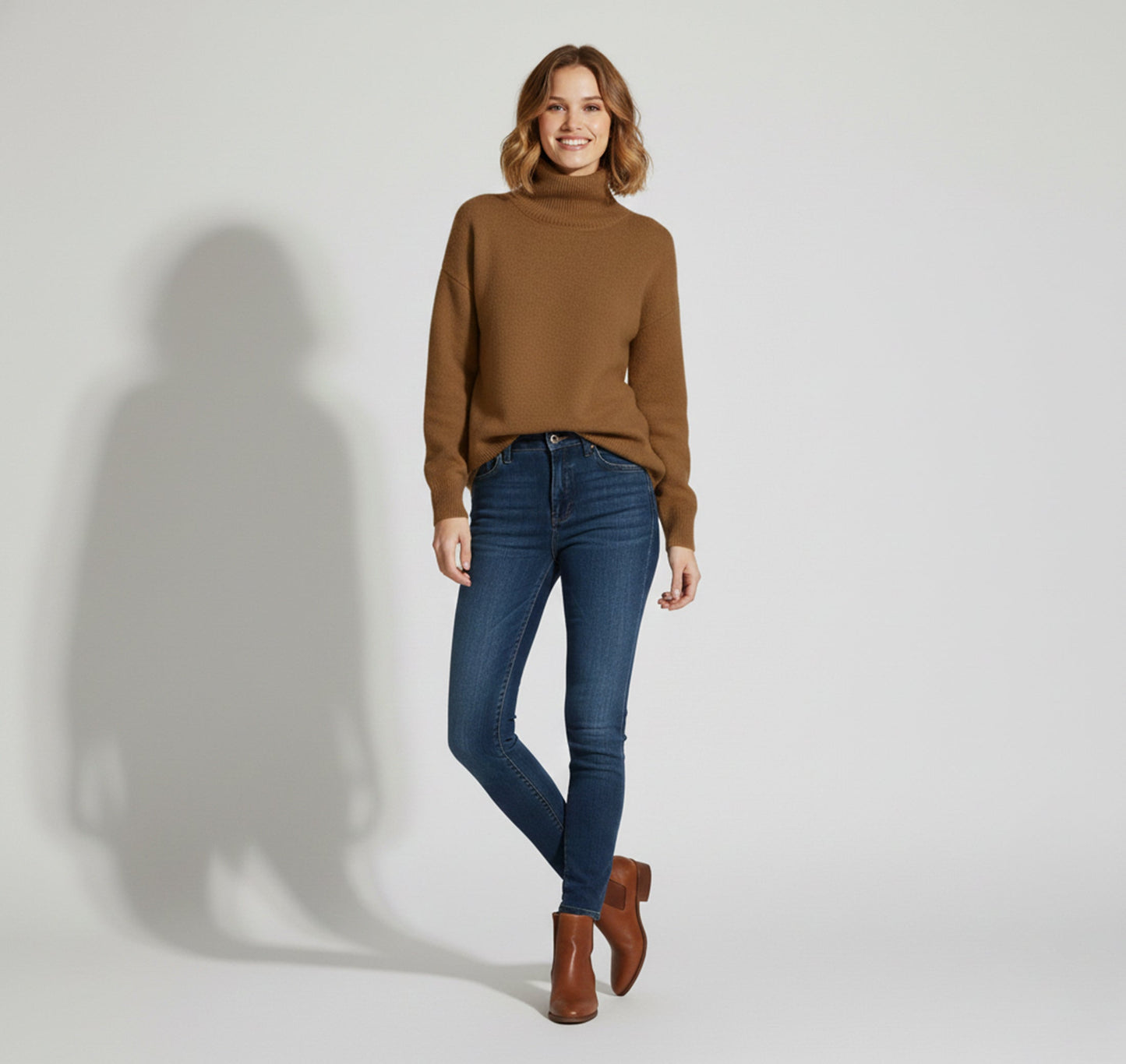 Just-Outlet | Women’s Woolen Pullover – High-Lapel Elegant Edition
