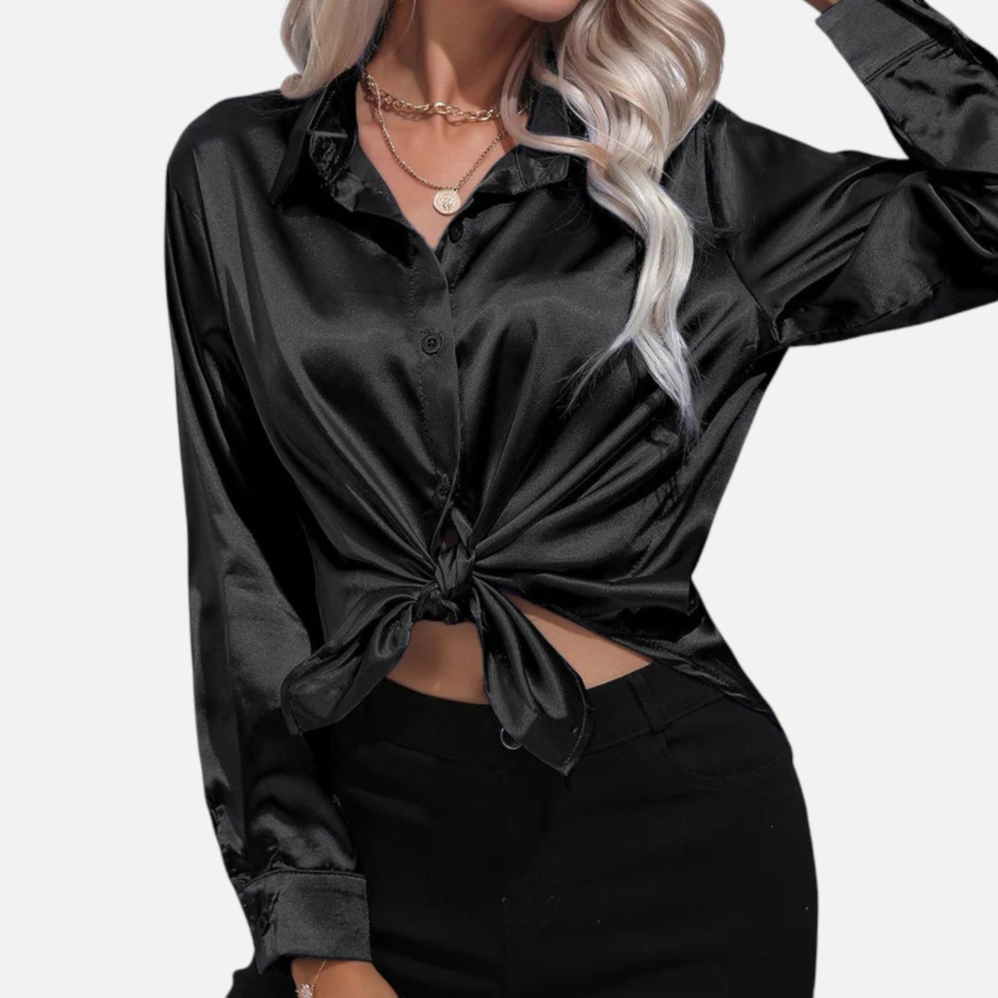 Just-Outlet | Women’s Blouse – Elegant Satin Slim Fit