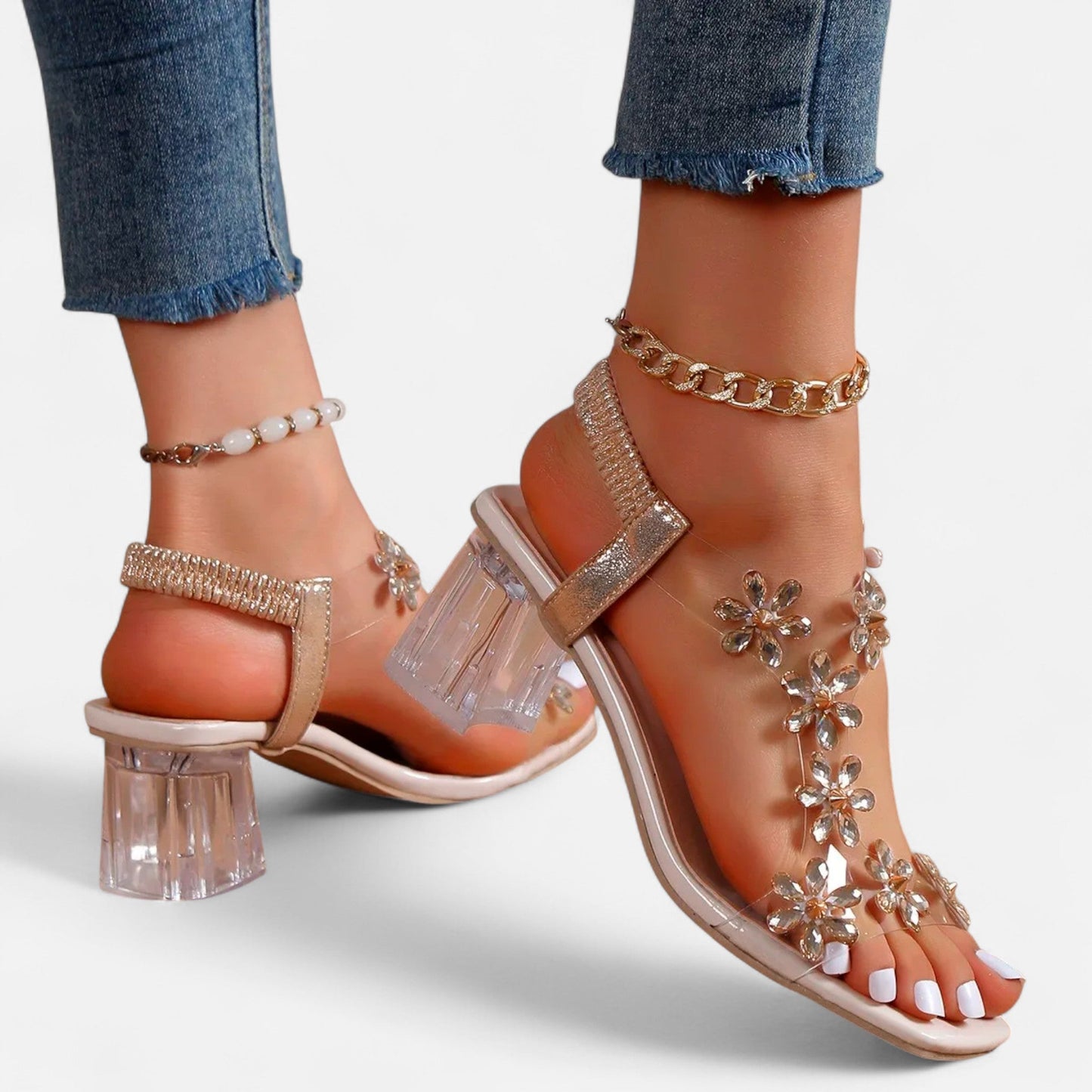 Just-Outlet | Women’s Heels – Rhinestone Stiletto Transparent Elegance