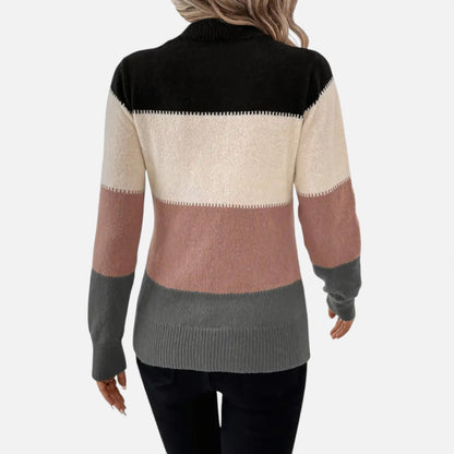 Just-Outlet | Women’s Sweater – Elegant Striped Crew-Neck