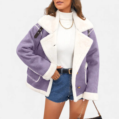 Just-Outlet | Women’s Faux-Wool Winter Jacket – Collar Coat with Pockets