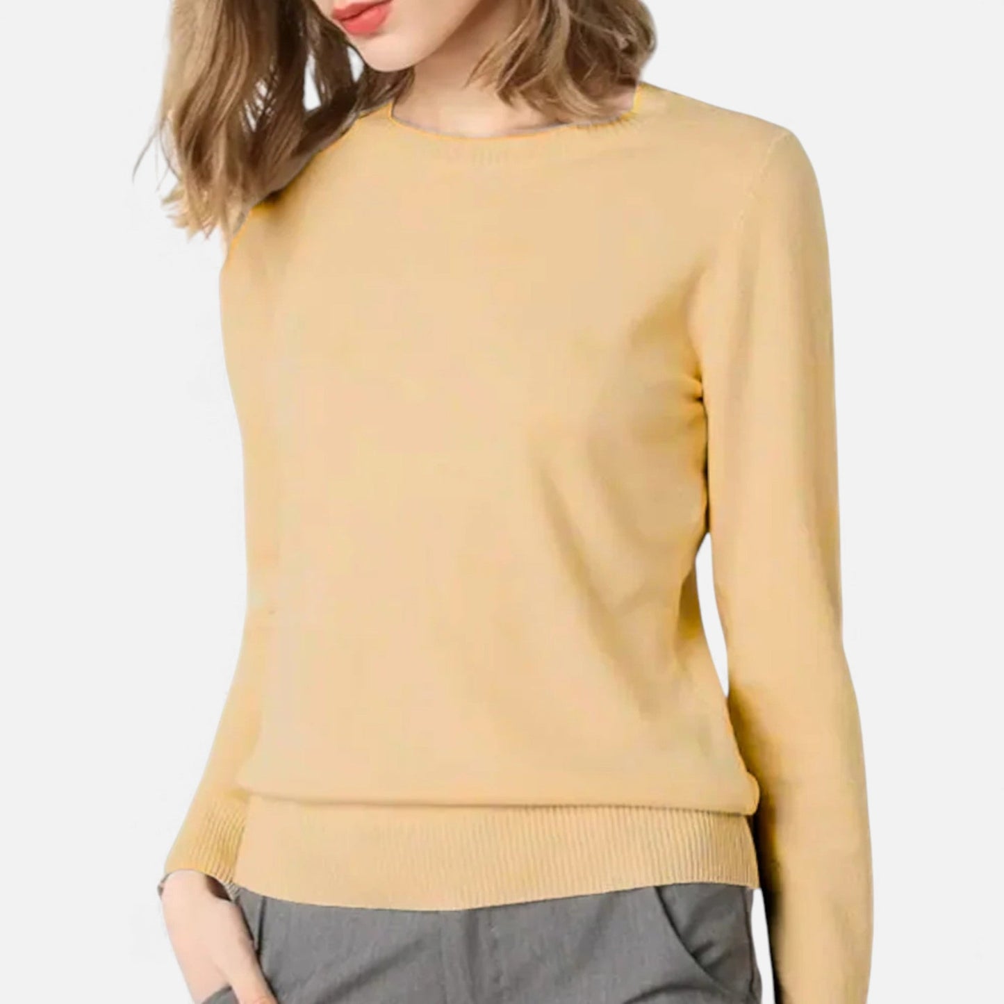 Just-Outlet | Women’s Merino Wool Sweater – Timeless O-Neck Elegance