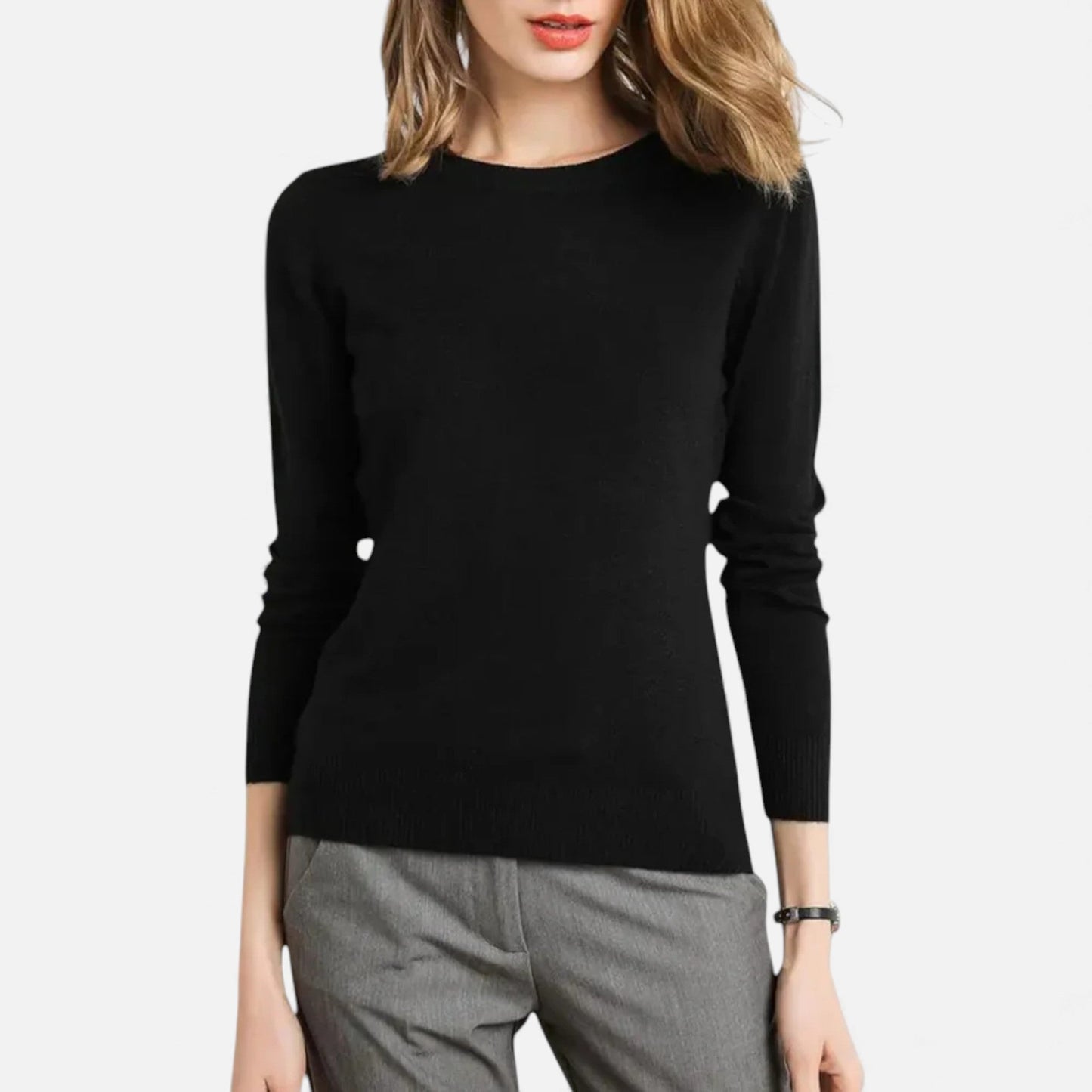 Just-Outlet | Women’s Merino Wool Sweater – Timeless O-Neck Elegance