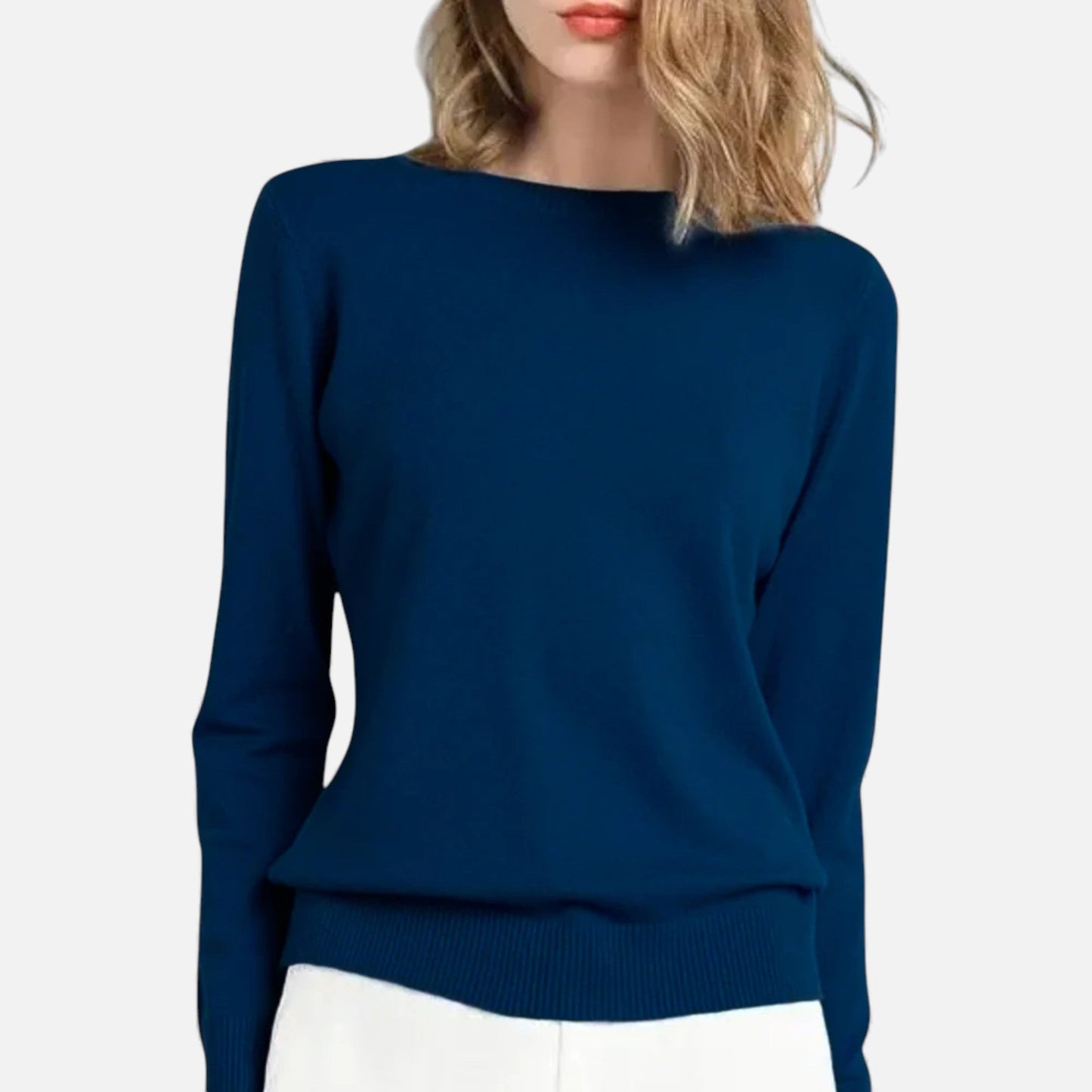 Just-Outlet | Women’s Merino Wool Sweater – Timeless O-Neck Elegance