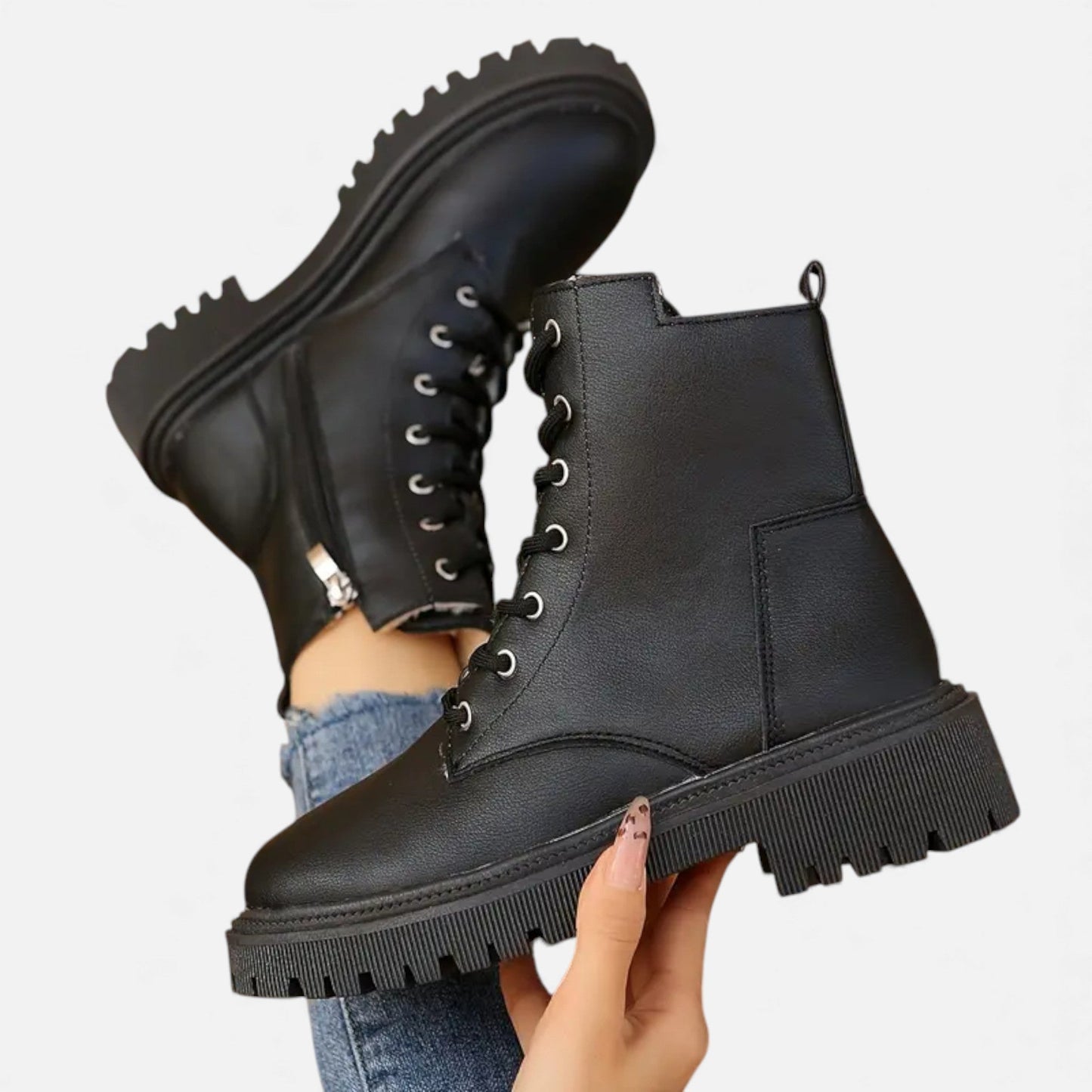 Just-Outlet | Women’s Fleece-Lined Lace-Up Ankle Boots – Stylish All-Season Comfort