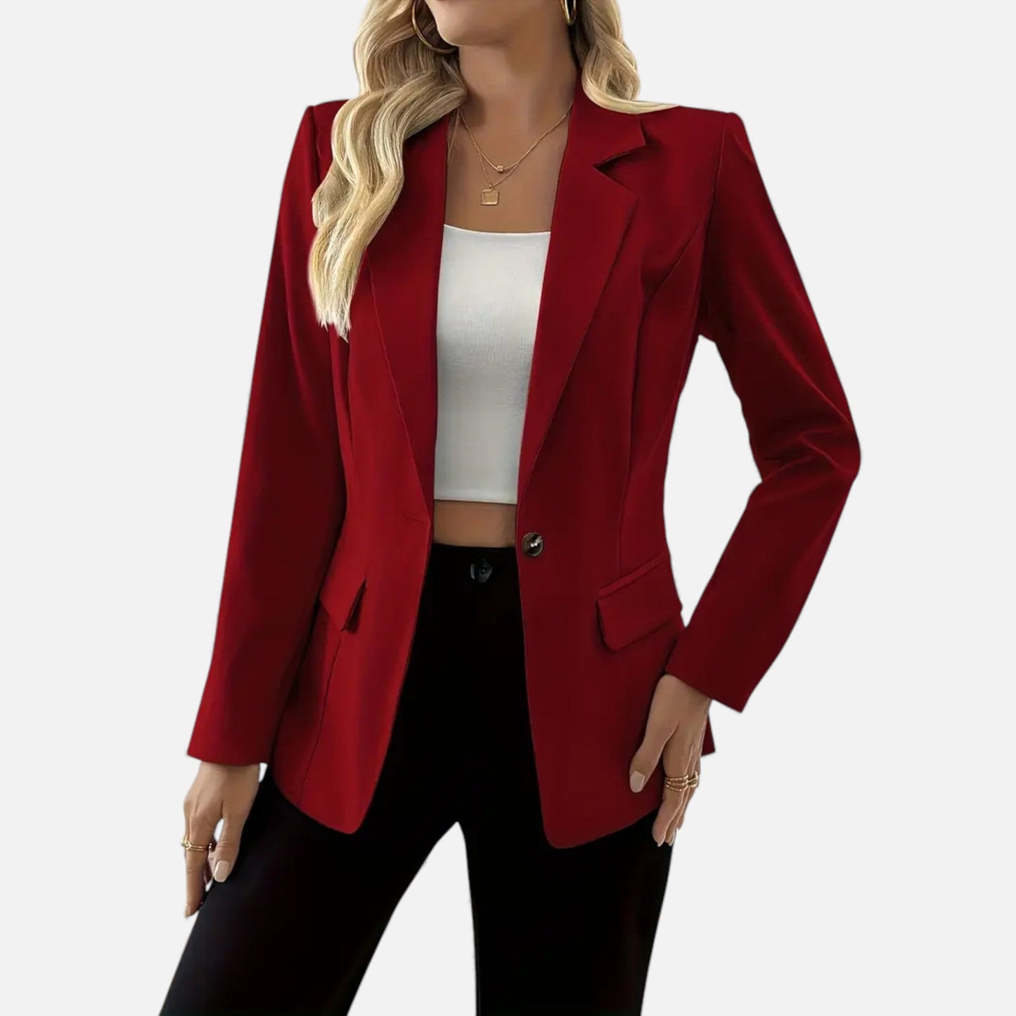 Just-Outlet | Women’s Classic Single-Breasted Blazer – Timeless Solid Elegance