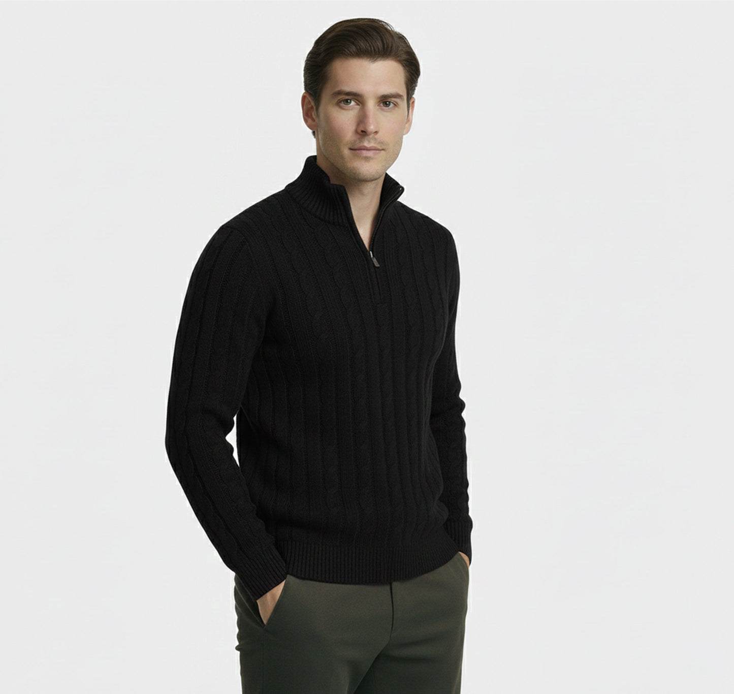 Just-Outlet | Men’s Wool Sweater – Mock Neck Classic