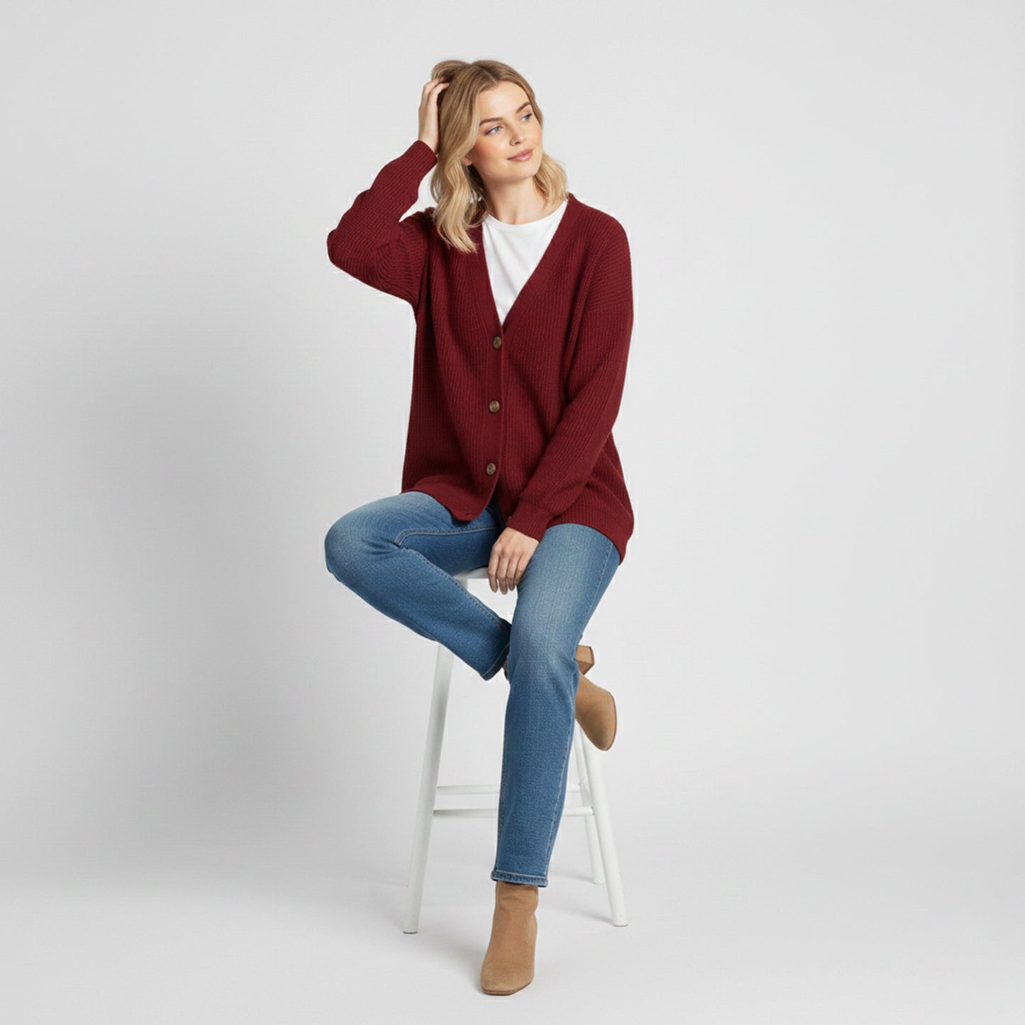 Just-Outlet | Women’s V-Neck Knit Cardigan – Sequin Casual Edition