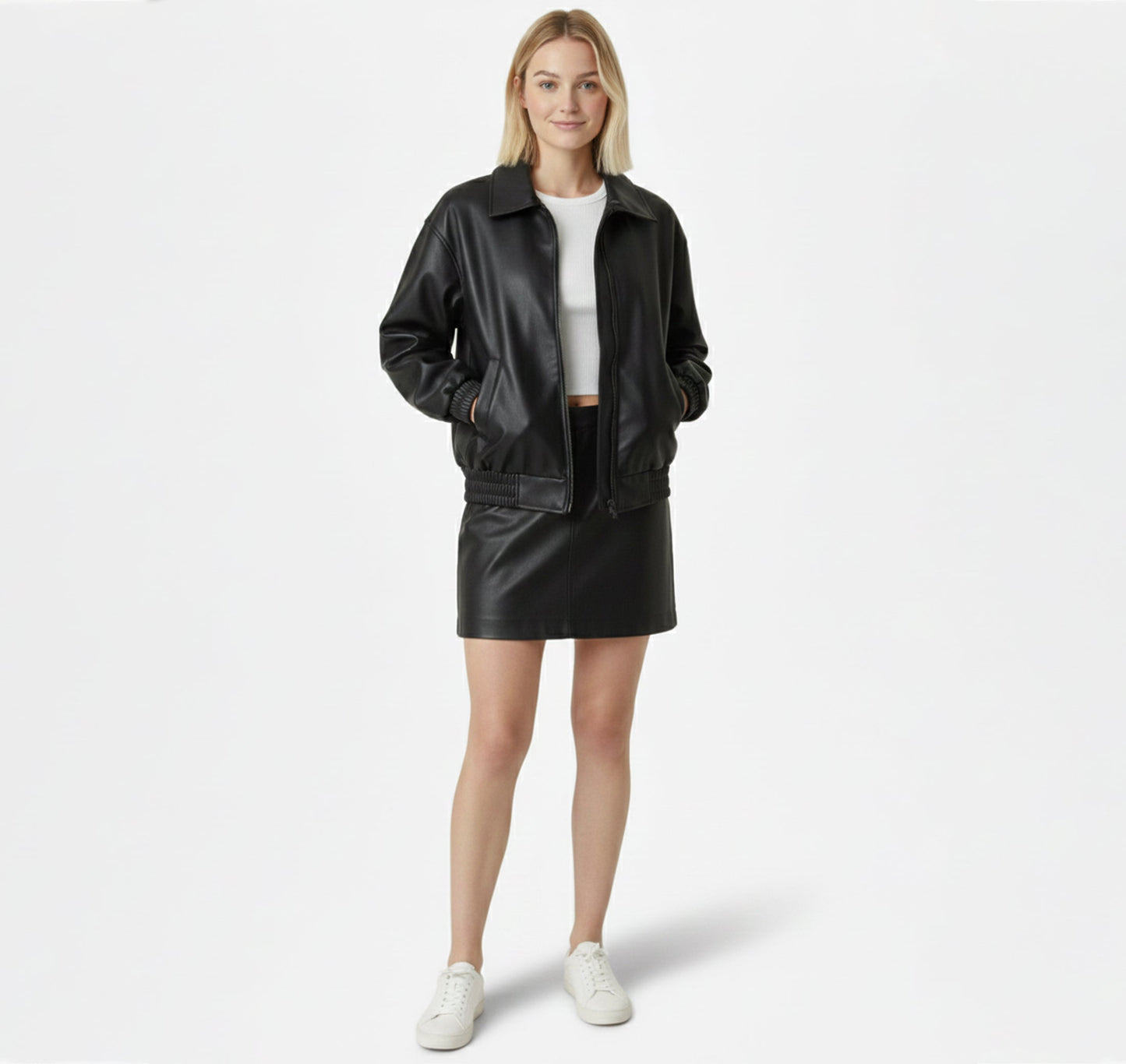 Just-Outlet | Women’s Faux-Leather Jacket – Classic Moto Edition