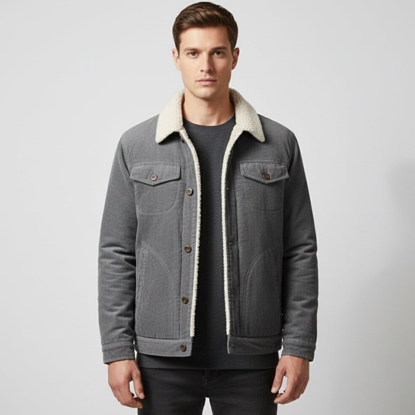 Just-Outlet | Men’s Casual Warm Jacket – Corduroy Fit