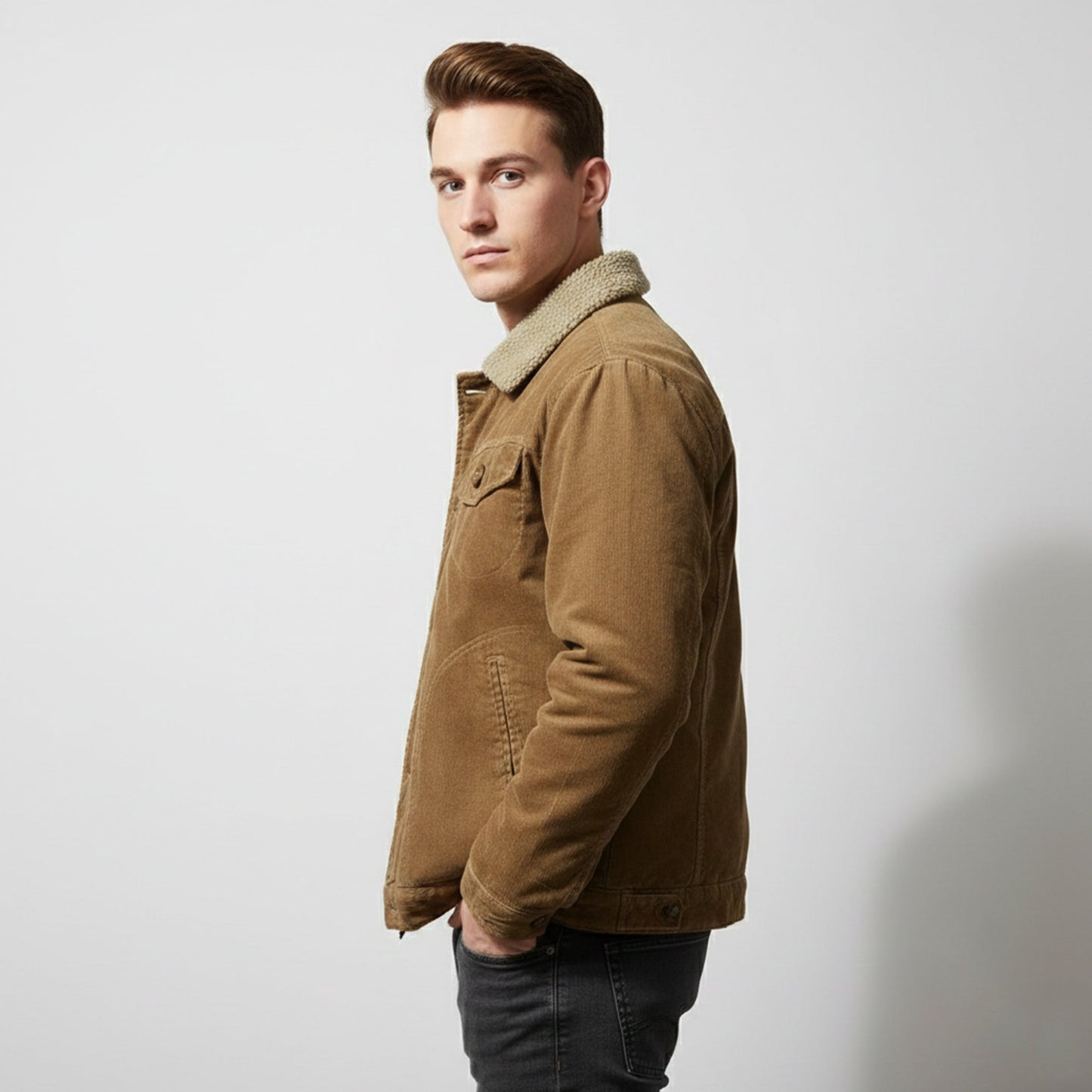 Just-Outlet | Men’s Casual Warm Jacket – Corduroy Fit