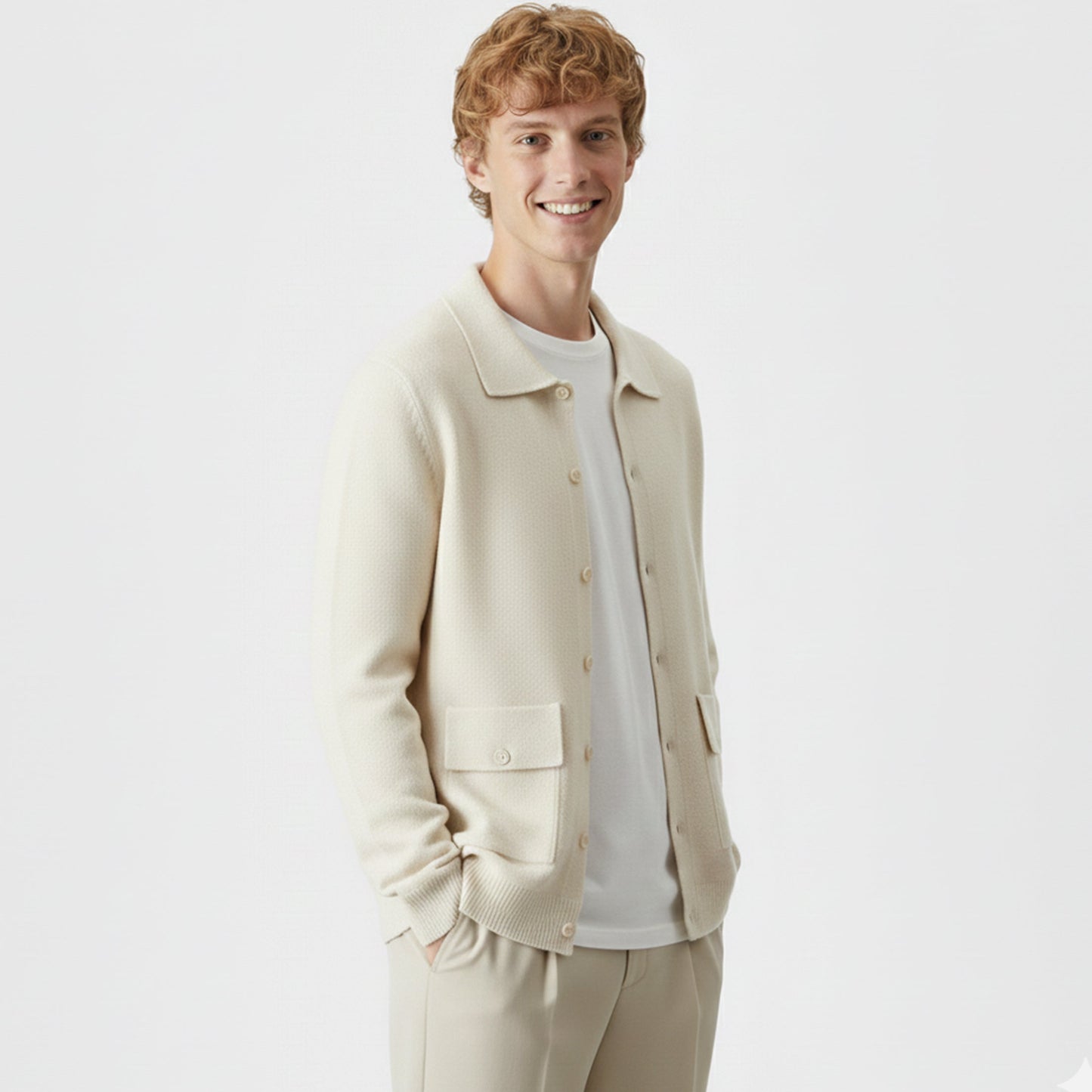 Just-Outlet | Men’s Wool Cardigan – Polo Collar Classic