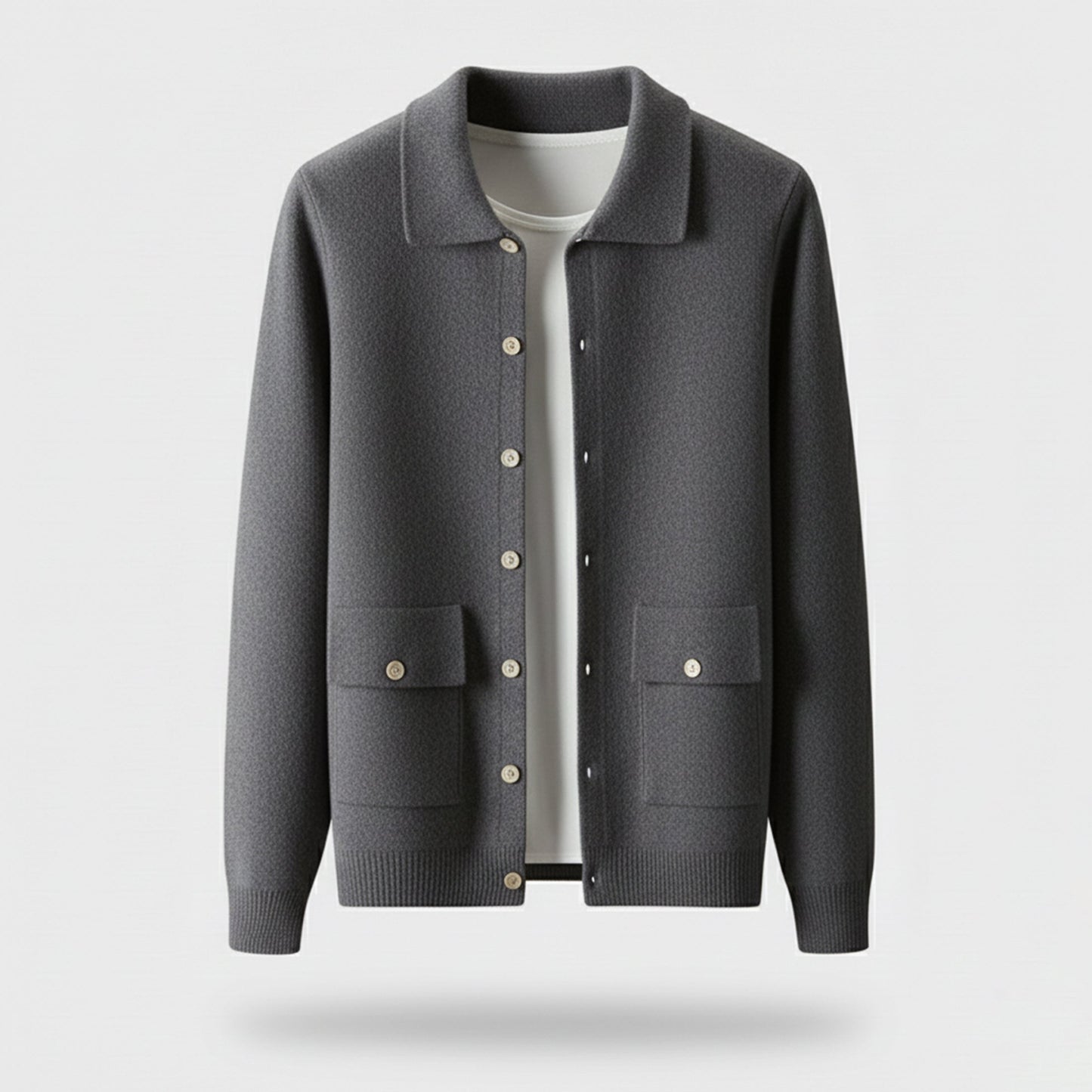 Just-Outlet | Men’s Wool Cardigan – Polo Collar Classic