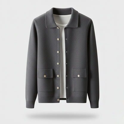 Just-Outlet | Men’s Wool Cardigan – Polo Collar Classic