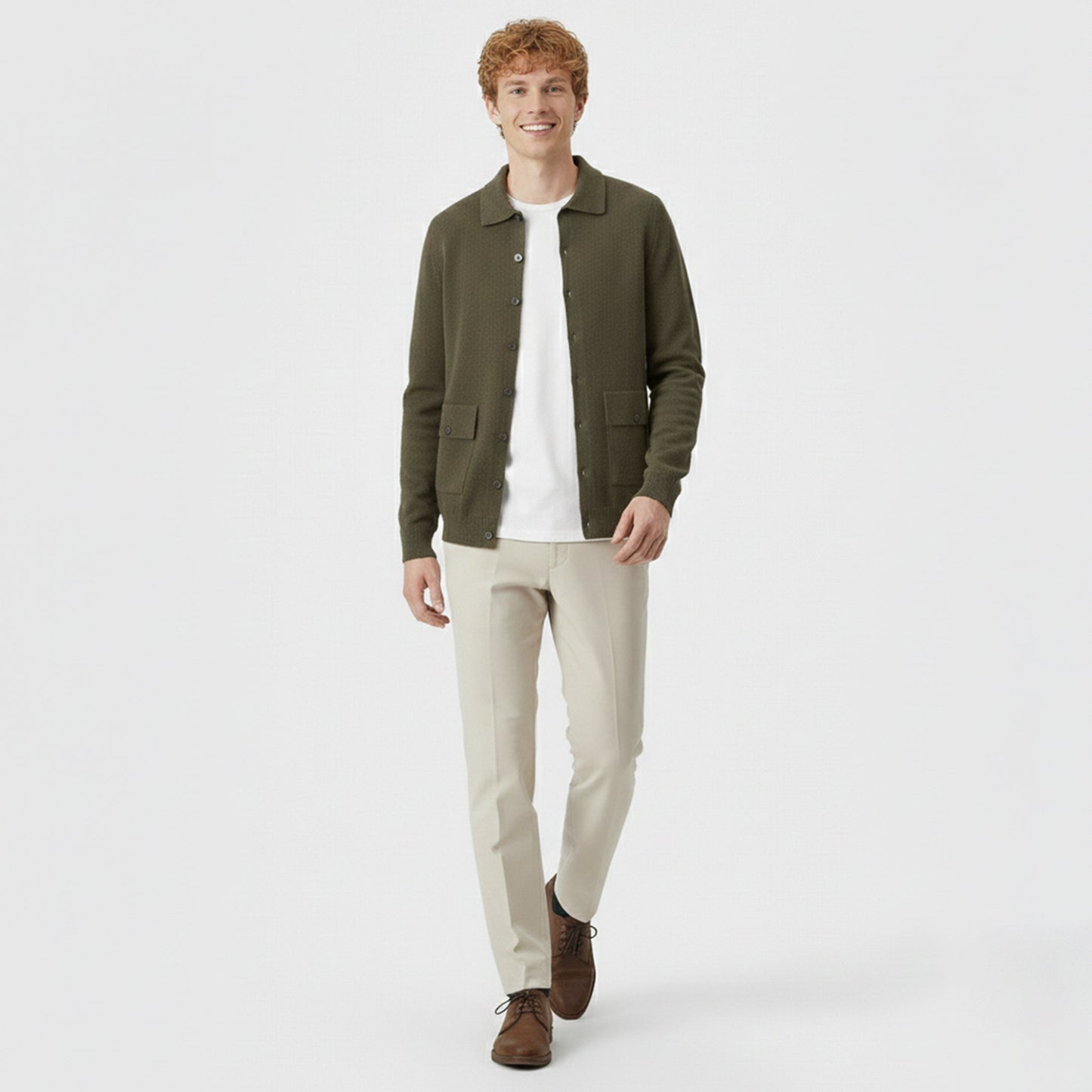 Just-Outlet | Men’s Wool Cardigan – Polo Collar Classic