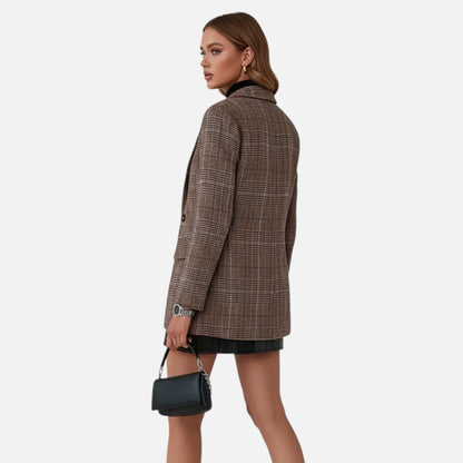 Just-Outlet | Women’s Plaid Lapel Blazer – Elegant Workwear Essential