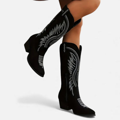 Just-Outlet | Women’s Embroidered Cowboy Boots – Western Chic Elegance