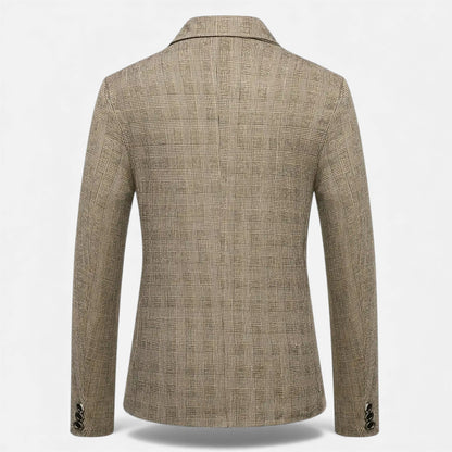 Just-Outlet | Men’s Check Tweed Blazer – Classic Single-Breasted Design