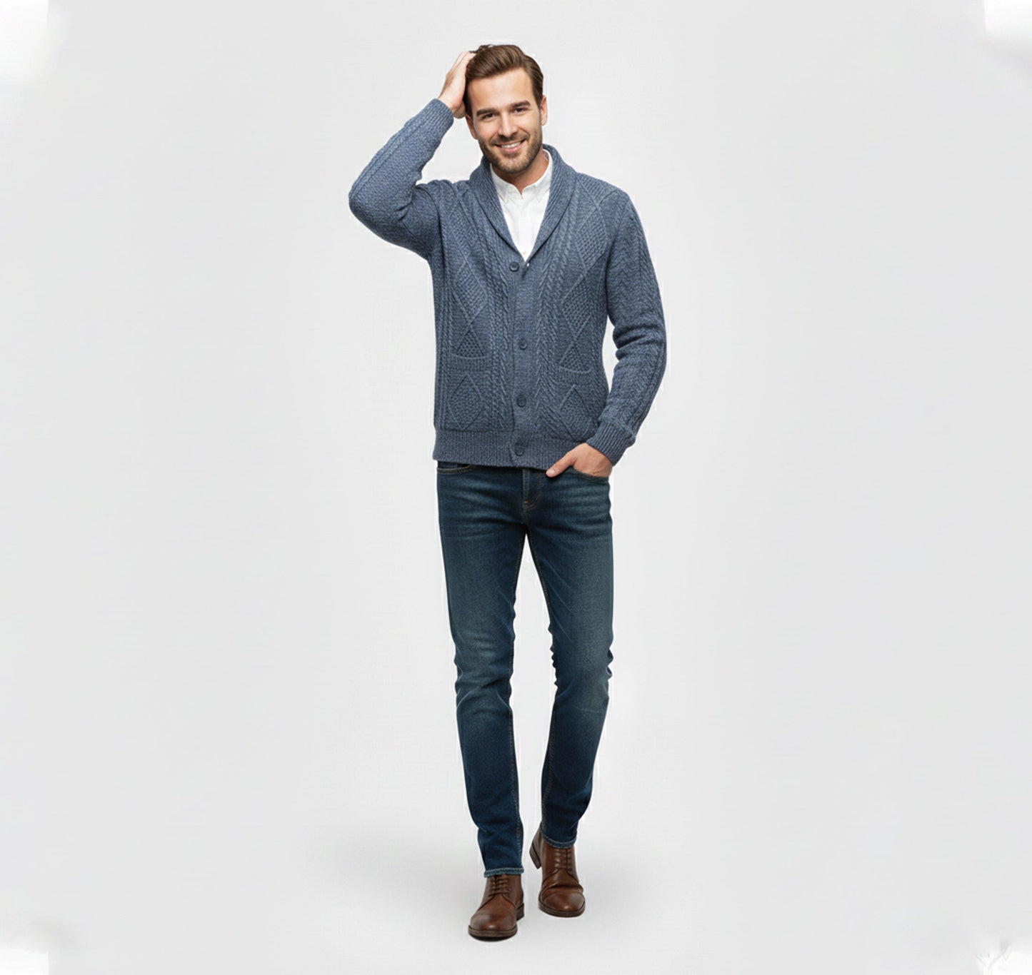 Just-Outlet | Men’s Knit Cardigan Jacket – Jacquard Warm Edition
