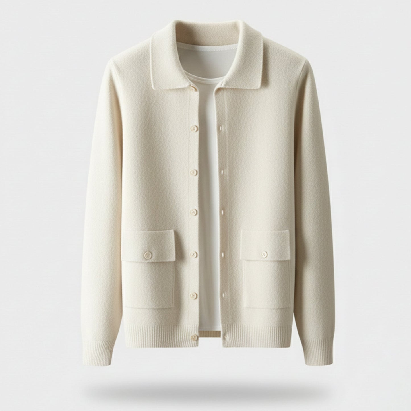 Just-Outlet | Men’s Wool Cardigan – Polo Collar Classic