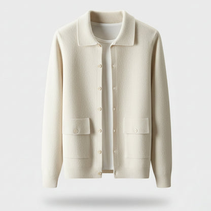 Just-Outlet | Men’s Wool Cardigan – Polo Collar Classic