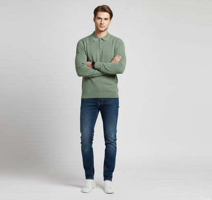 Just-Outlet | Men’s Polo Collar Knit – Warm Daily Layer