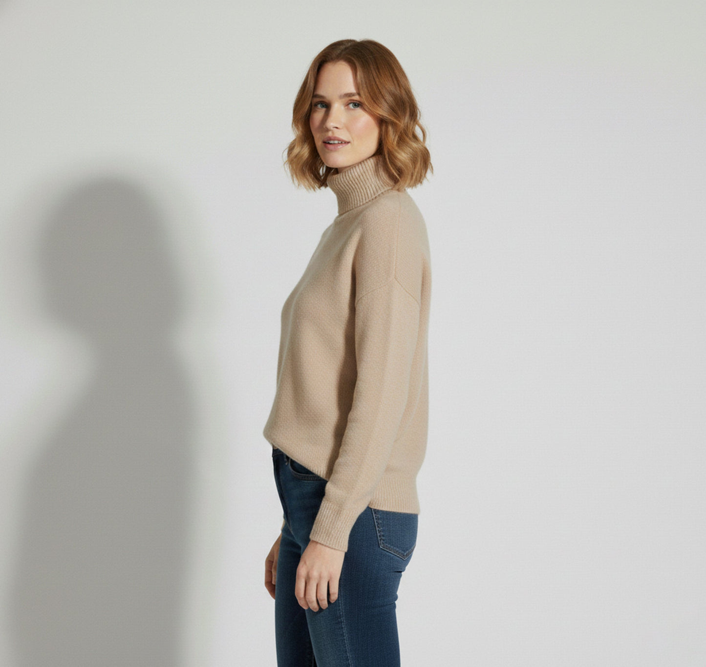 Just-Outlet | Women’s Woolen Pullover – High-Lapel Elegant Edition