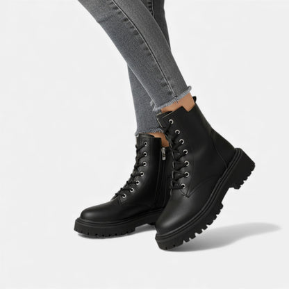 Just-Outlet | Women’s Fleece-Lined Lace-Up Ankle Boots – Stylish All-Season Comfort