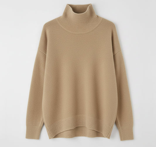 Just-Outlet | Women’s Woolen Pullover – High-Lapel Elegant Edition