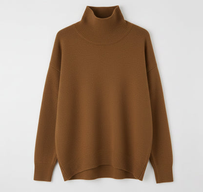 Just-Outlet | Women’s Woolen Pullover – High-Lapel Elegant Edition