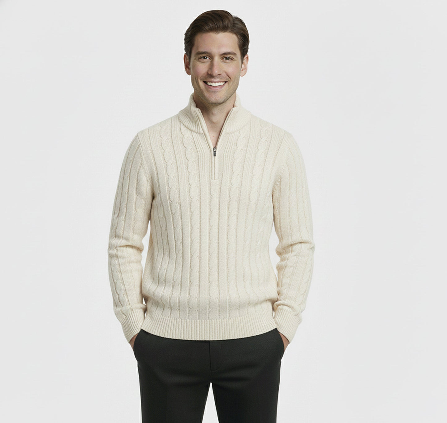 Just-Outlet | Men’s Wool Sweater – Mock Neck Classic