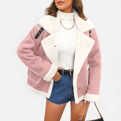 Just-Outlet | Women’s Faux-Wool Winter Jacket – Collar Coat with Pockets