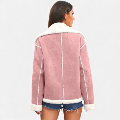 Just-Outlet | Women’s Faux-Wool Winter Jacket – Collar Coat with Pockets