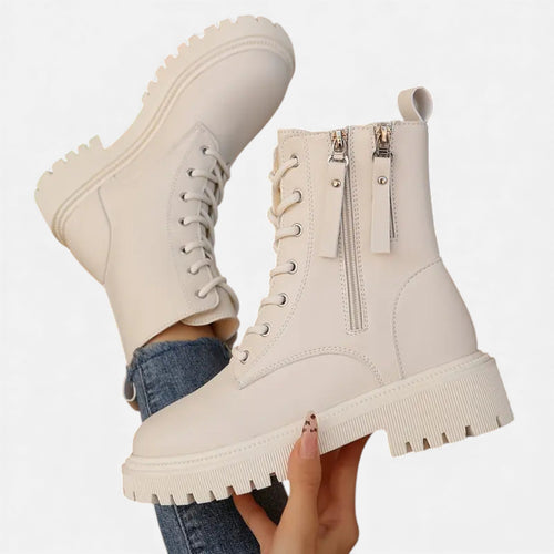 Just-Outlet | Women’s Chunky Platform Ankle Boots – Lace-Up All-Season Style
