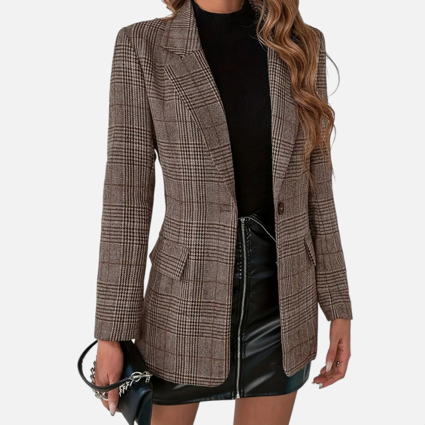 Just-Outlet | Women’s Plaid Lapel Blazer – Elegant Workwear Essential