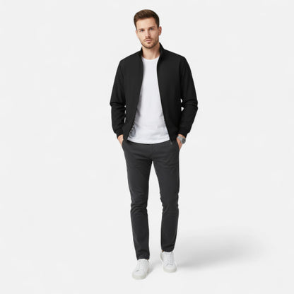 Just-Outlet | Men’s Jacket – Lightweight Zip-Up Beige Elegance