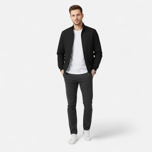 Just-Outlet | Men’s Jacket – Lightweight Zip-Up Beige Elegance