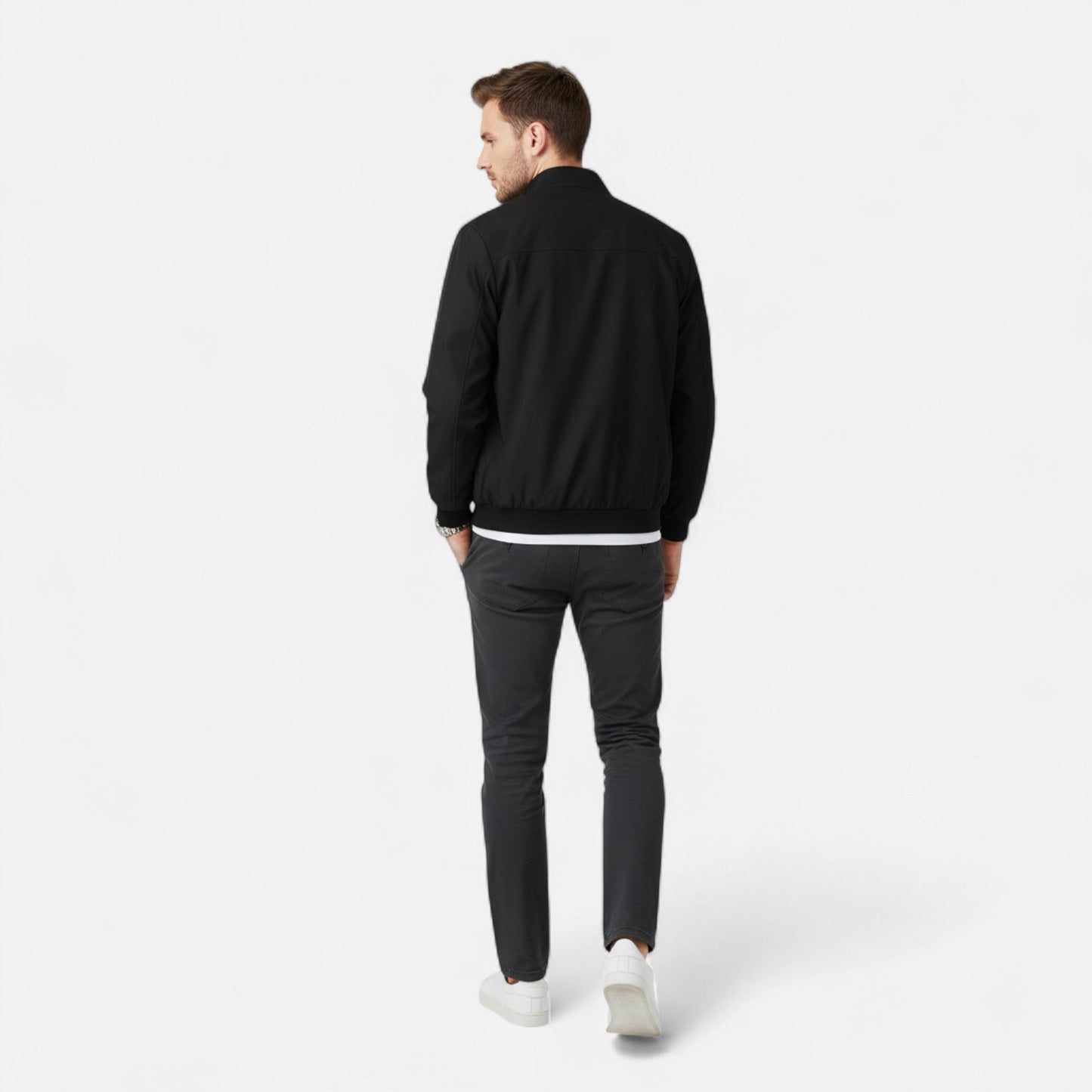 Just-Outlet | Men’s Jacket – Lightweight Zip-Up Beige Elegance