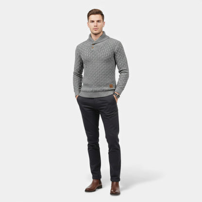 Just-Outlet | Men’s Sweater – Lapel Knit Winter Classic