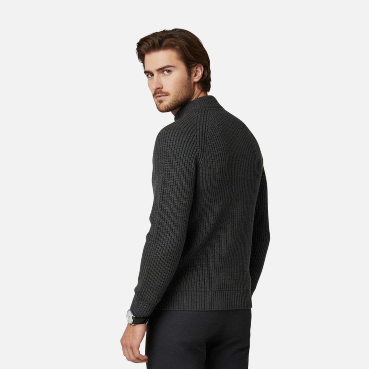 Just-Outlet | Men’s Slim-Fit Sweater – Ribbed Knit Elegance