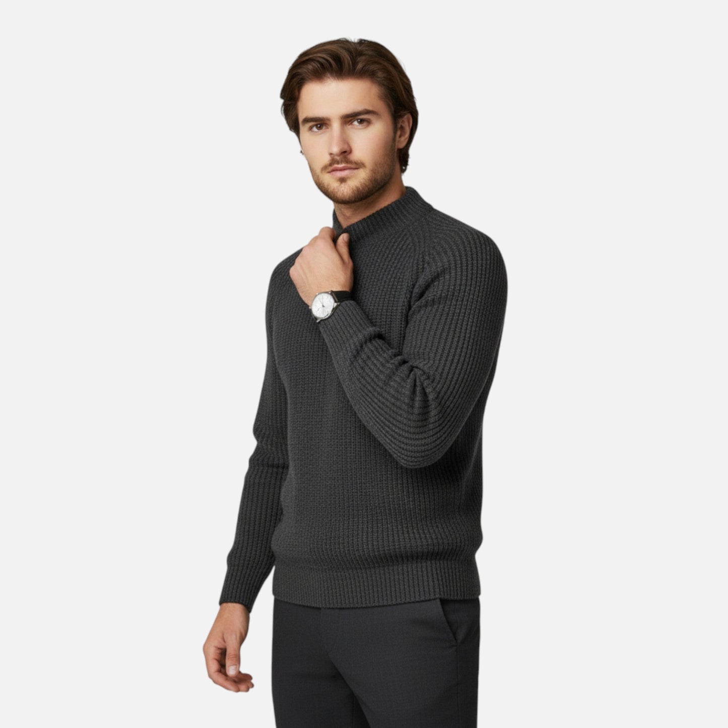 Just-Outlet | Men’s Slim-Fit Sweater – Ribbed Knit Elegance