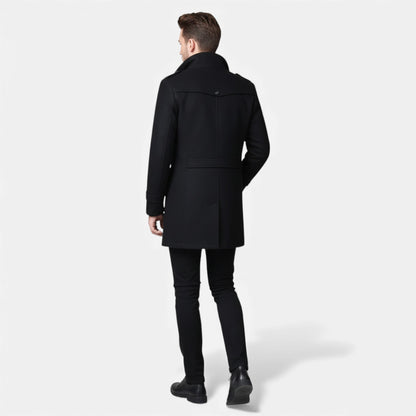 Just-Outlet | Men’s Long Coat – Vintage Contrast-Collar Elegance