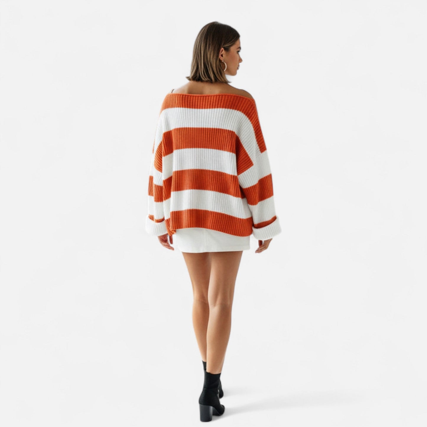 Just-Outlet | Women’s Sweater – Striped Round Neck Elegance
