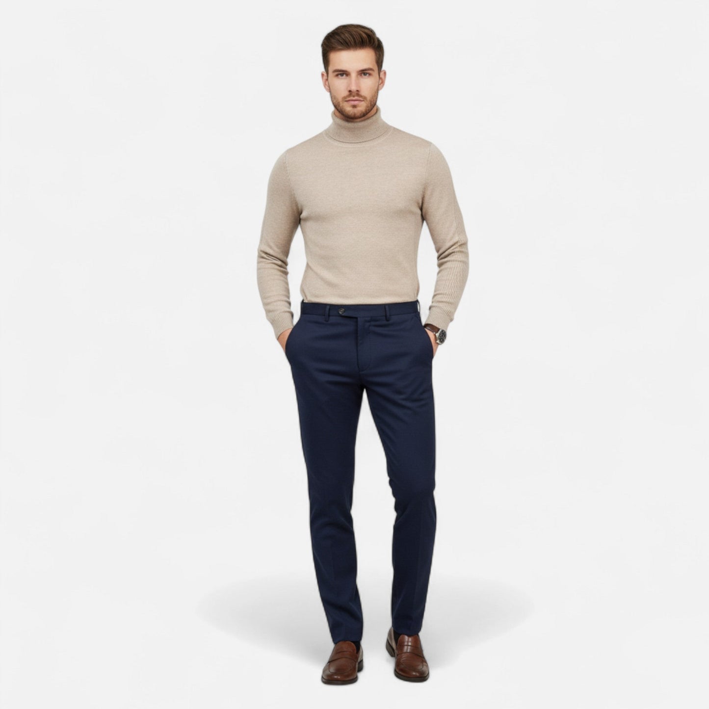 Just-Outlet | Men’s Sweater – High Turtleneck Knitted Heritage