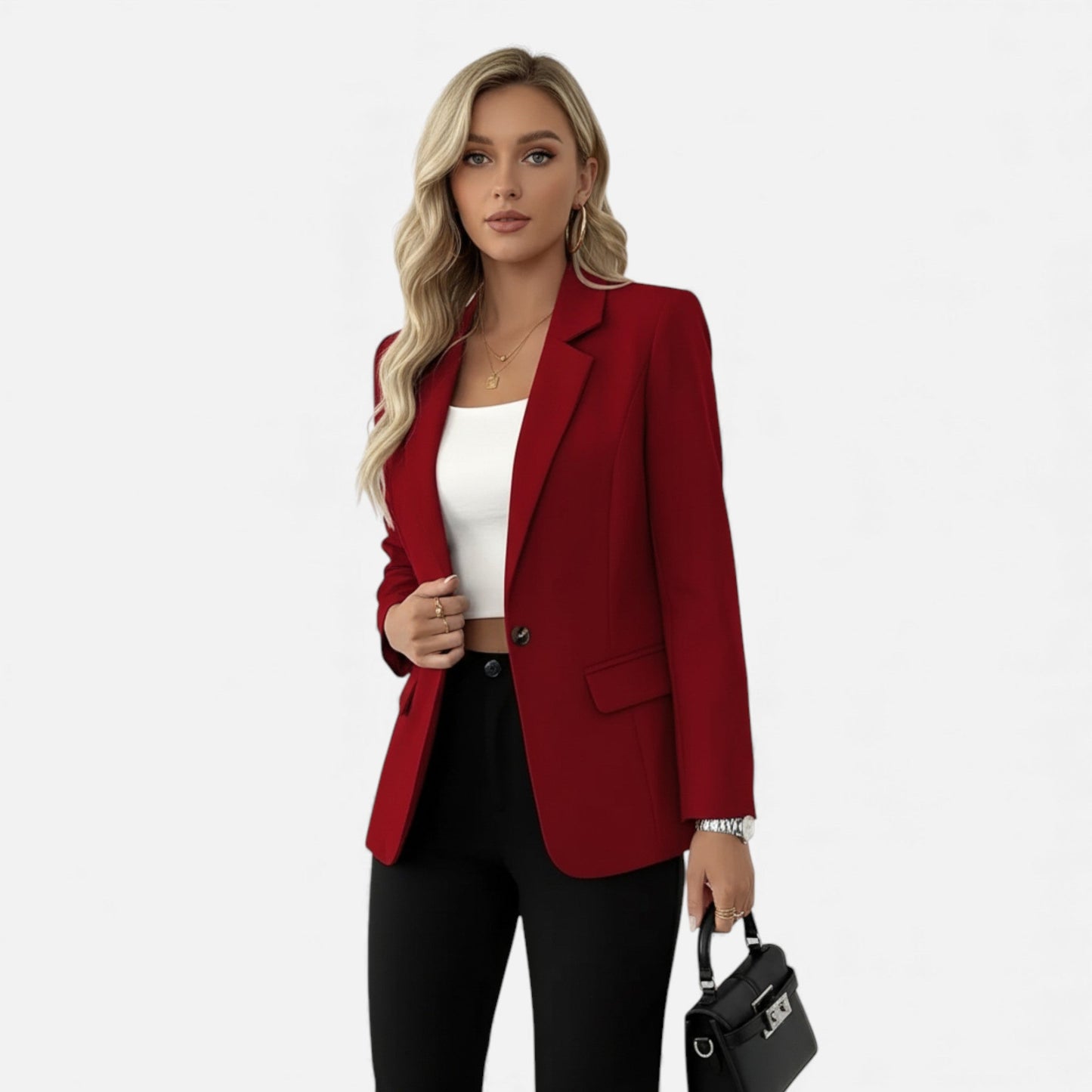 Just-Outlet | Women’s Classic Single-Breasted Blazer – Timeless Solid Elegance