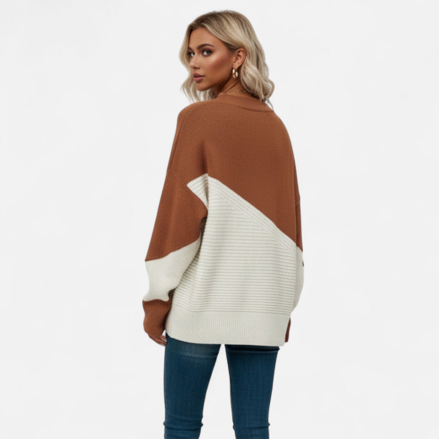 Just-Outlet | Women’s Knitted Sweater – Elegant Contrast Design