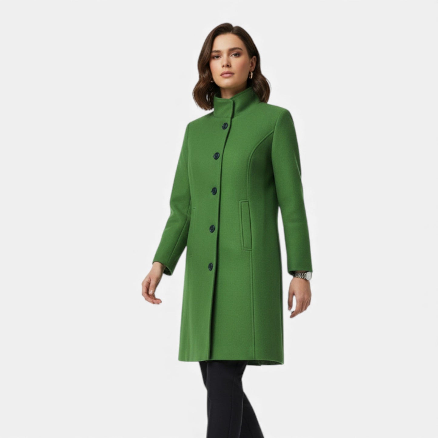 Just-Outlet | Women’s Tweed Coat – Mid-Length H-Silhouette Elegance