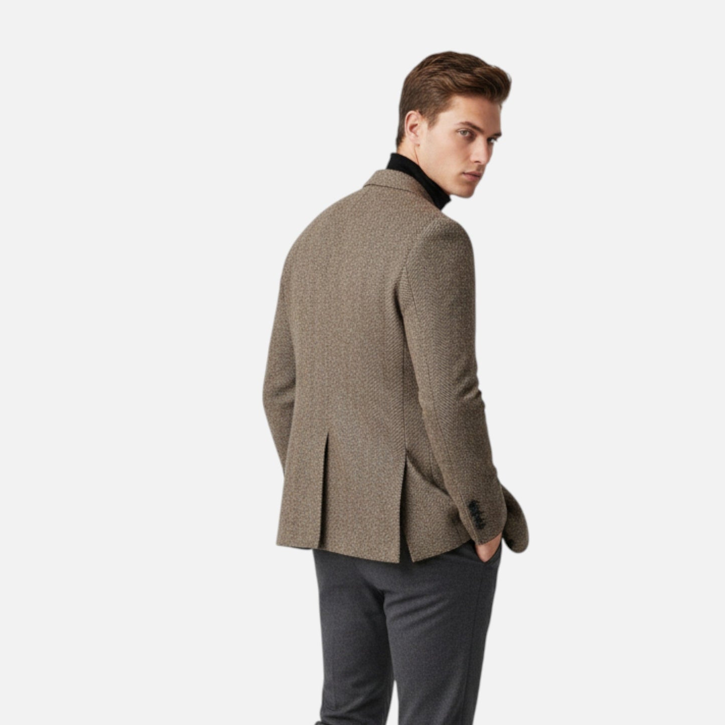 Just-Outlet | Men’s Herringbone Wool Blazer – Classic Single-Breasted Refinement