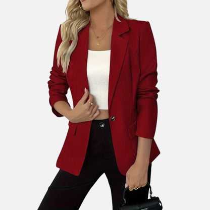 Just-Outlet | Women’s Classic Single-Breasted Blazer – Timeless Solid Elegance