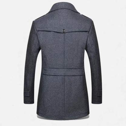 Just-Outlet | Men’s Long Coat – Vintage Contrast-Collar Elegance